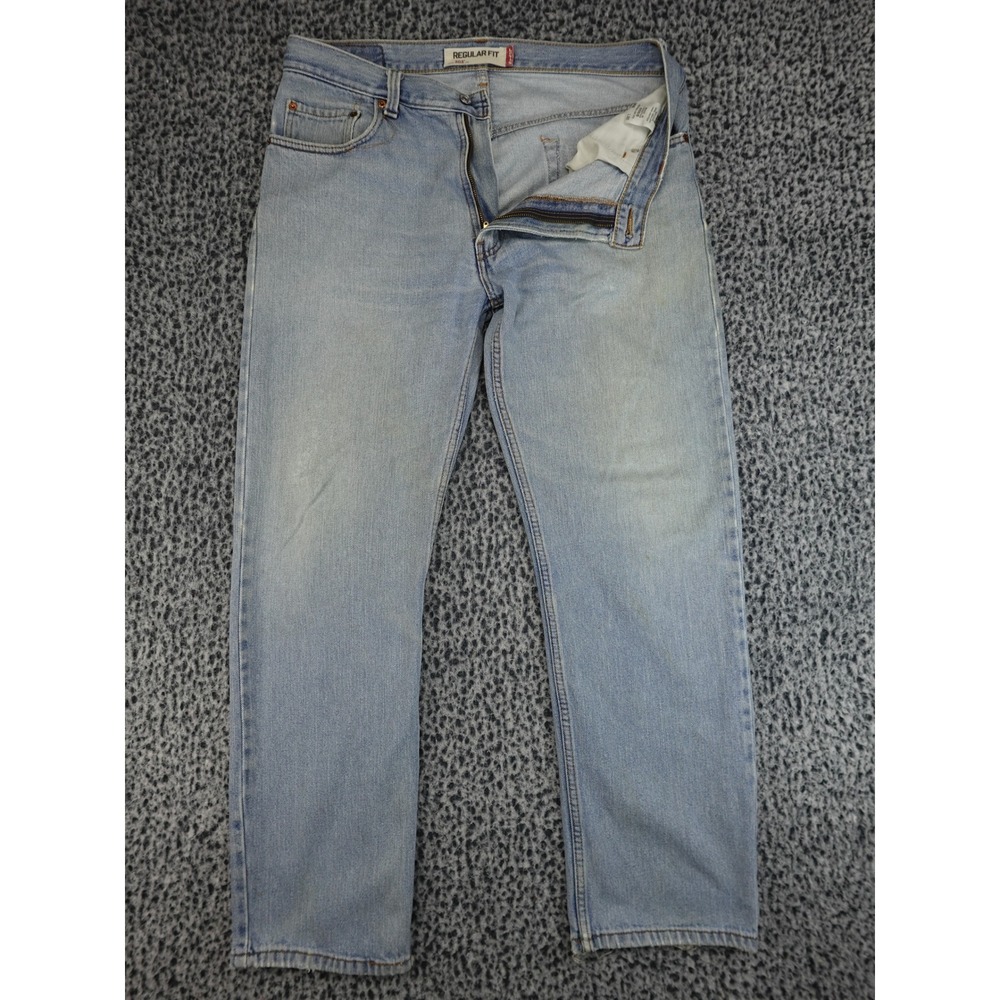 Levi's 505 Regular Fit Jeans Mens 36x32 Light Blue Straight Leg‎ Denim